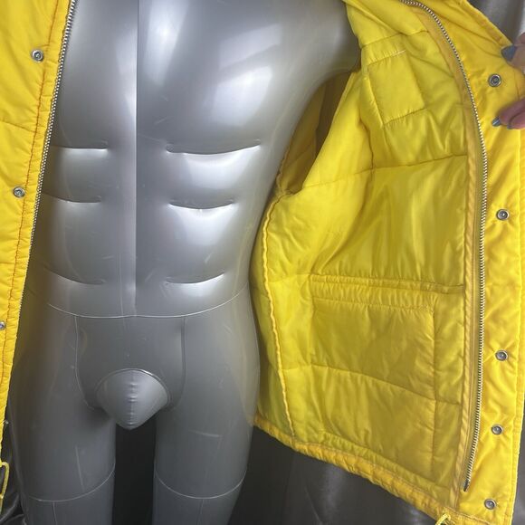 Vintage Swingster Racing Jacket Mens XL Crows Hybrids Yellow 70s Puffer Coat USA - Picture 7 of 16